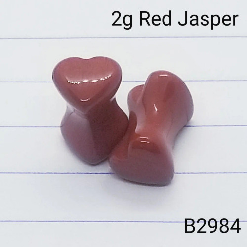  2g Red Jasper Heart Shaped Organic Plugs / Tunnels