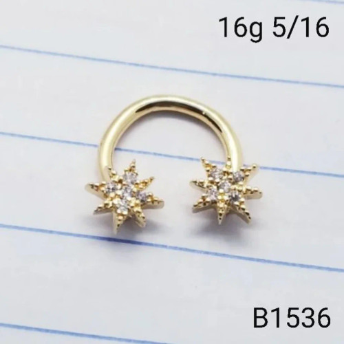 16g Gold CZ Starburst Horseshoe Ring