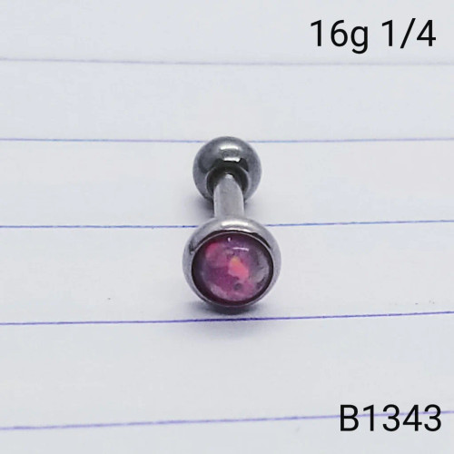 16g Silver Medium Pink Opal Cartilage Stud