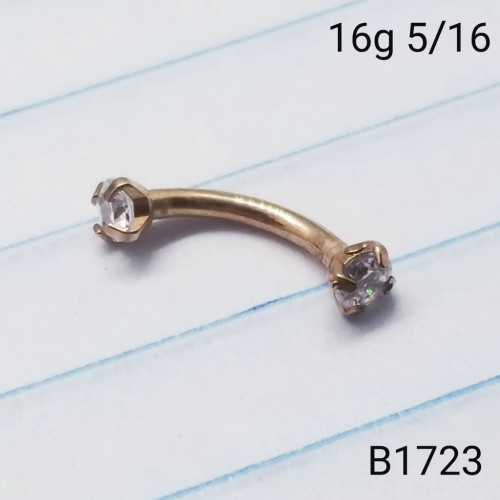 16g Rose Gold Round CZ Eyebrow Ring