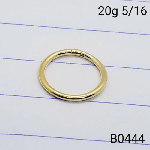 20g Gold Hinged 5/16 Nose Hoop Ring Seamless B0444