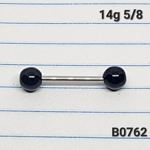 14g Surgical Acrylic Black 5/8 Tongue Nipple Ring Barbell