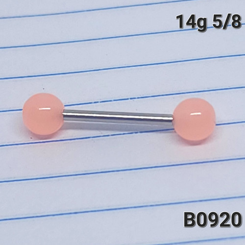 14g Surgical Acrylic Glow in the Dark Pink Tongue Nipple Ring Barbell 5/8