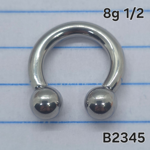 8g Stainless Silver I 1/2 Horseshoe Ring Gauges B2345