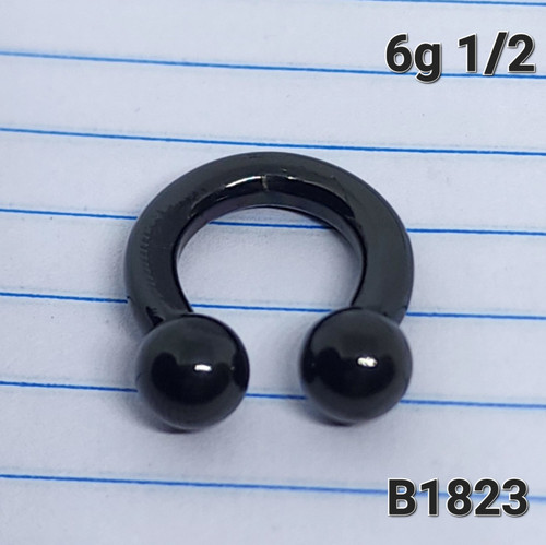 6g Black 1/2 Horseshoe Ring Gauges