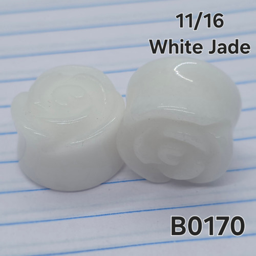 11/16 Inch Natural White Jade Rose Stone Plugs Tunnels Gauges B0170