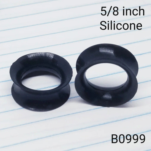 5/8 Inch Black Silicone Hollow Plugs / Tunnels