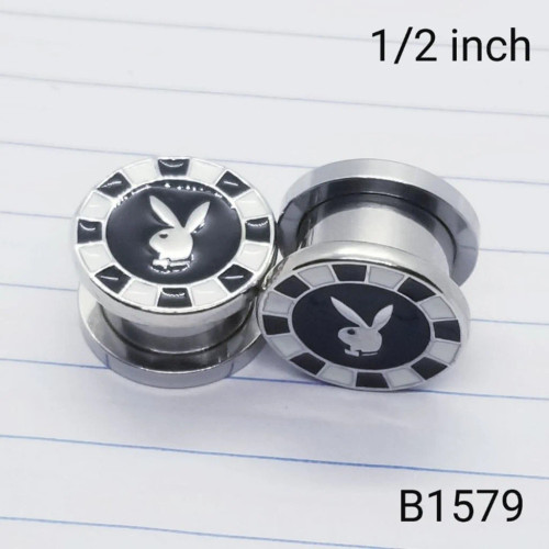 1/2 inch Playboy Poker Chip Screw Plugs Gauges B1579