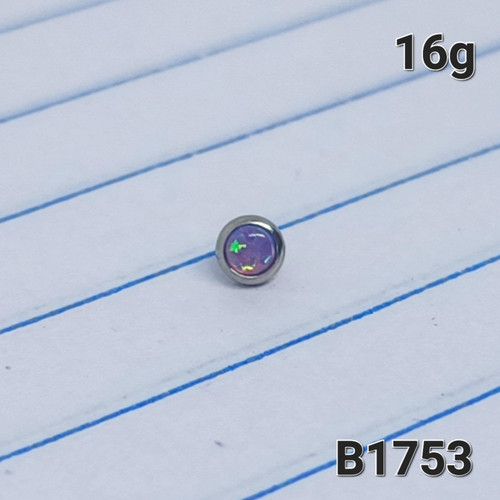 16g Silver 3mm Purple Opal Dermal Implant Top