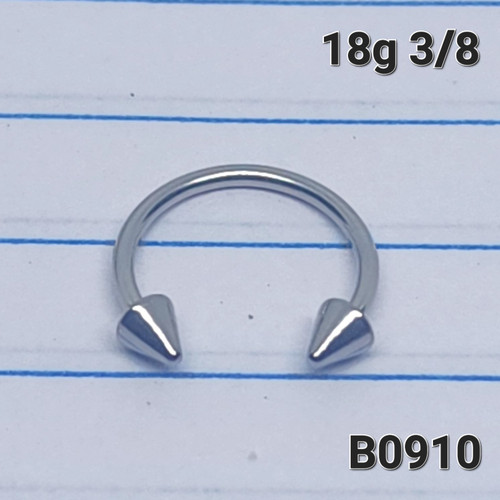 18g Surgical 3mm Spike 3/8 Horseshoe Ring