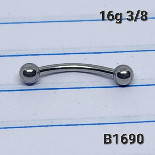 16g Surgical Curved Barbell Eyebrow Ring 3/8