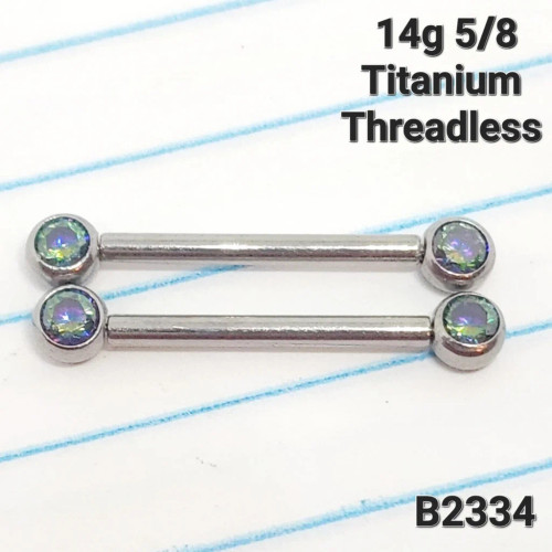 14g Titanium Vitrail AB Threadless  Nipple Rings Barbells 5/8