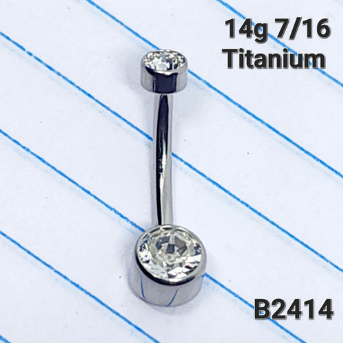 14g Titanium CZ Belly Ring Navel Barbell 7/16