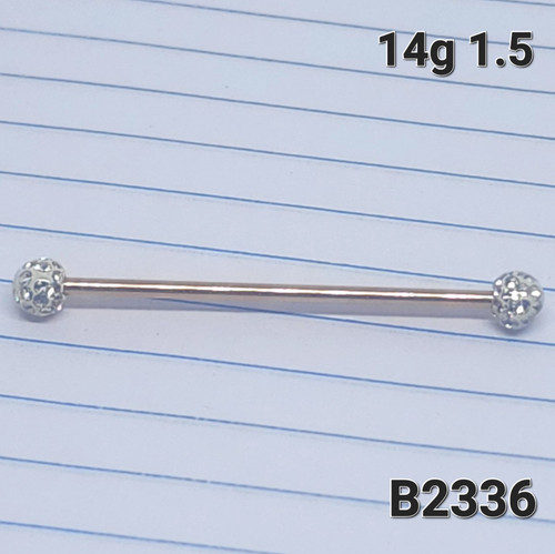 14g Rose Gold CZ Fierdo Industrial Barbell Earring