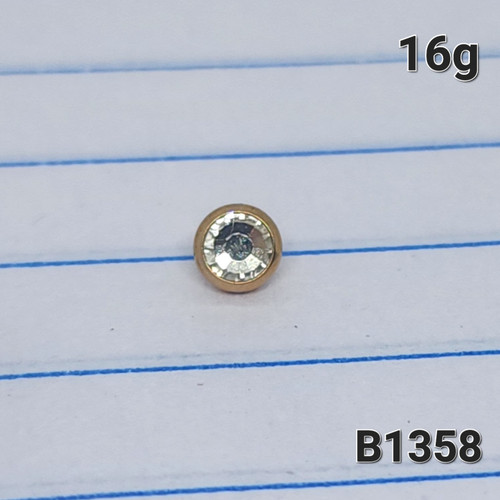 16g Rose Gold 4mm Clear Round Dermal Implant Top