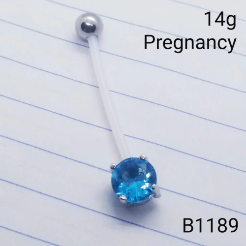 14g Aqua Blue Silicone Pregnancy Belly Ring