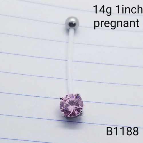 14g Pink Silicone Pregnancy Belly Ring