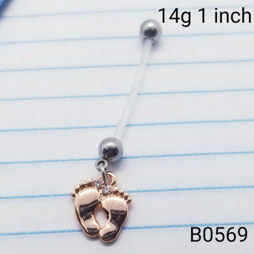 14g Rose Gold Feet Silicone Pregnancy Belly Ring