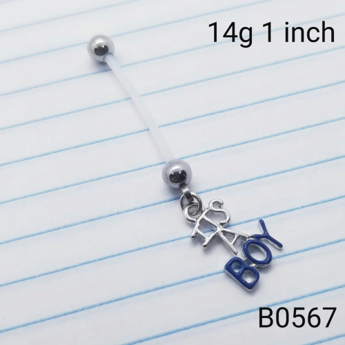 14g "Its a Boy" Pregnancy Belly Ring B0567