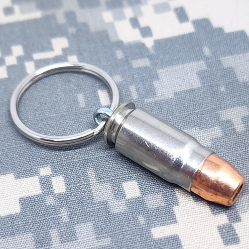357 Sig Caliber Recycled Chrome Bullet Keychain