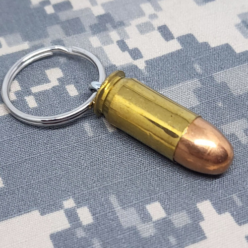 45 Caliber Recycled Brass Bullet Keychain