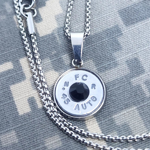 45 Caliber Black Stainless Steel Bullet Necklace