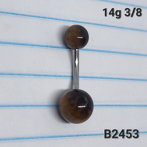 14g Tigers Eye Stone Ball Belly Ring