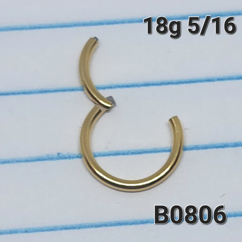 18g Gold Hinged Nose Hoop Seamless Ring 5/16