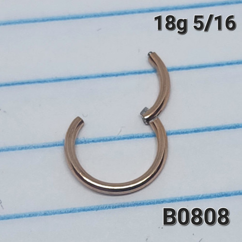 18g Rose Gold Hinged Nose Hoop Seamless Ring 5/16
