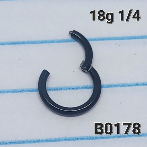 18g Black Hinged Nose Hoop Seamless Ring 1/4