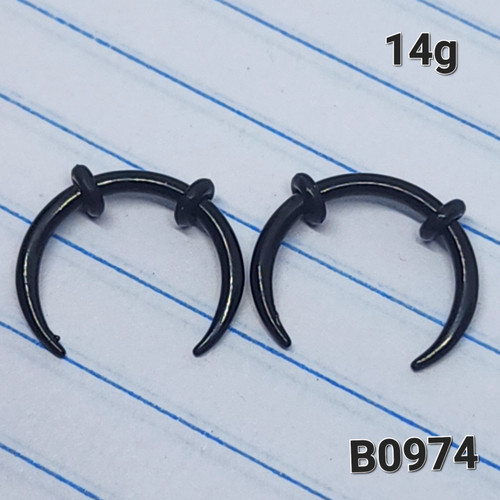 14g Pair of Black Bull Tapers Earrings