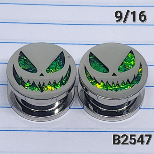 9/16 Inch Jack Opal Halloween Screw Plugs Tunnels Gauges