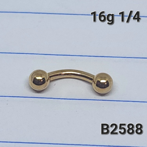 16g Gold 1/4 Short Eyebrow Ring