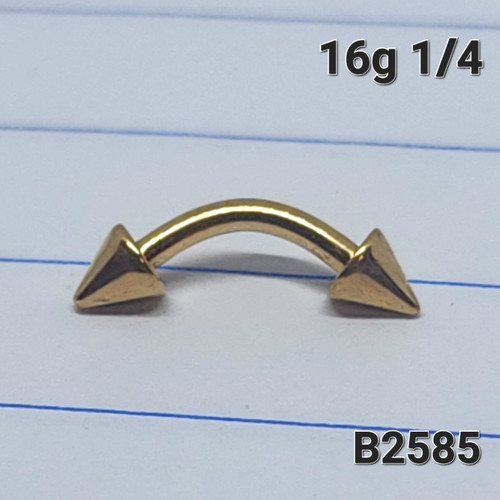 16g Gold 1/4 Spike Short Eyebrow Ring