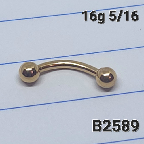 16g Gold 3mm Ball 5/16 Eyebrow Ring