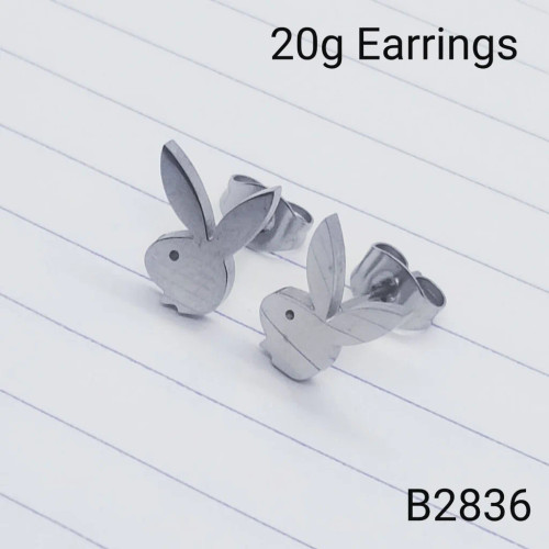 20g Silver Playboy Bunny Stud Earrings B2836