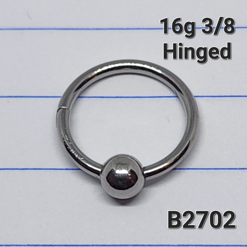 16g Stainless 3/8 Hinged Hoop Captive Ring B2702 16g Stainless 3/8 Hinged Hoop Captive Ring B2702