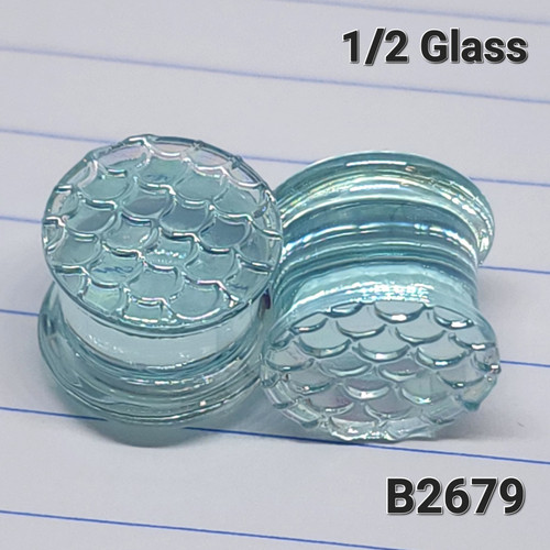 1/2 Inch Mermaid Organic Iridescent Glass Plugs Gauges