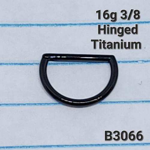 16g Black Titanium 3/8 Hinged Septum D-Ring B3066