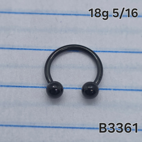 18g Black Surgical Ball 5/16 Horseshoe Ring B3361