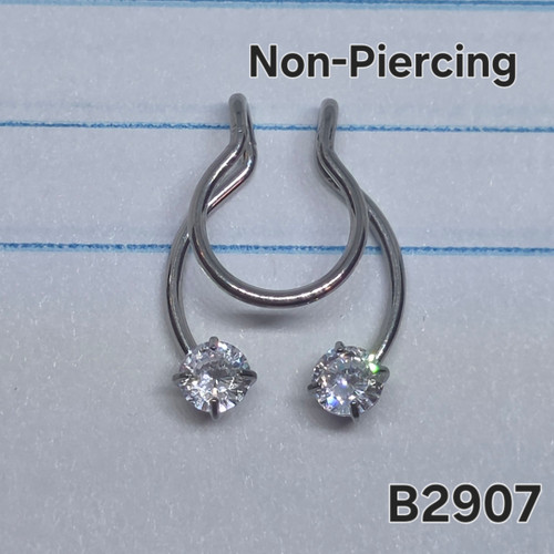 Non-Piercing Silver CZ Septum Ring B2907