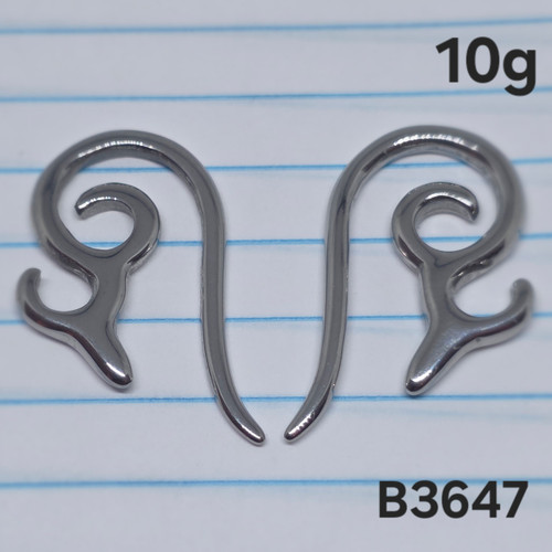 2x 10g Stainless Silver Tribal Hanger Taper Gauges B3647