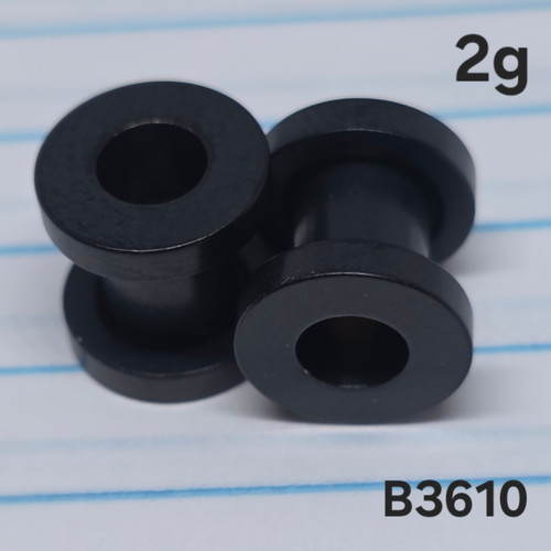 2g Matte Black Stainless Plugs Tunnels Gauges B3610