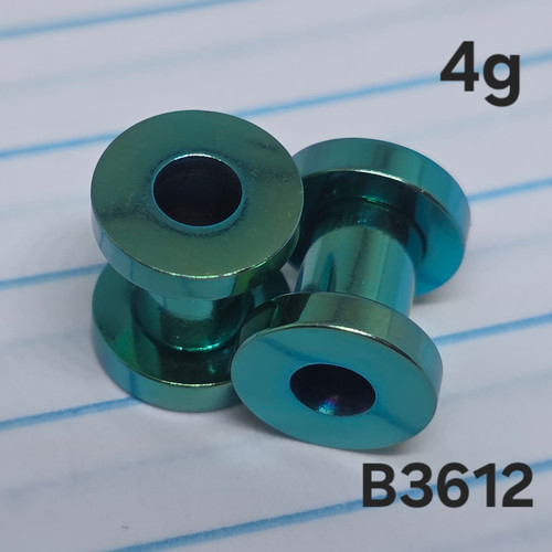 4g Green Stainless Screw Plugs Gauges B3612 4g Green Stainless Screw Plugs Gauges B3612