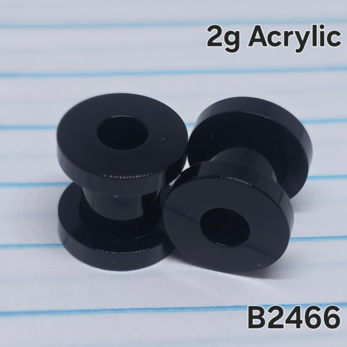 2g Black Acrylic Screw Plugs Tunnels Gauges B2466