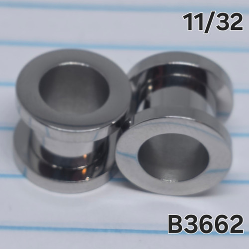 11/32 Silver Stainless Screw Plugs Tunnels Gauges B3662