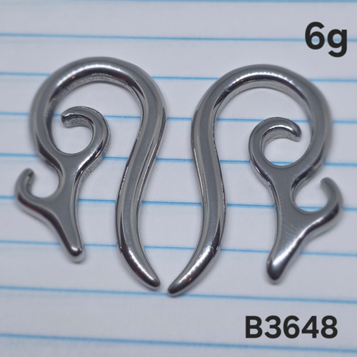 2x 6g Stainless Silver Tribal Taper Gauges B3648 2x 6g Stainless Silver Tribal Taper Gauges B3648
