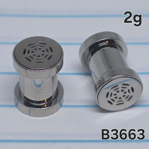 2g Silver Stainless Spider Web Plugs Tunnels Gauges B3663