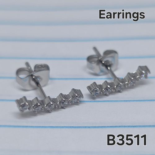 Stainless Silver 5 CZ Stud Earrings B3511