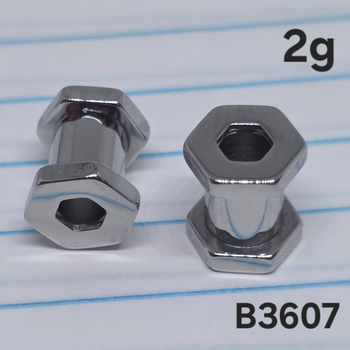 2g Silver Stainless Hex Bolt Screw Plugs Tunnels Gauges B3607